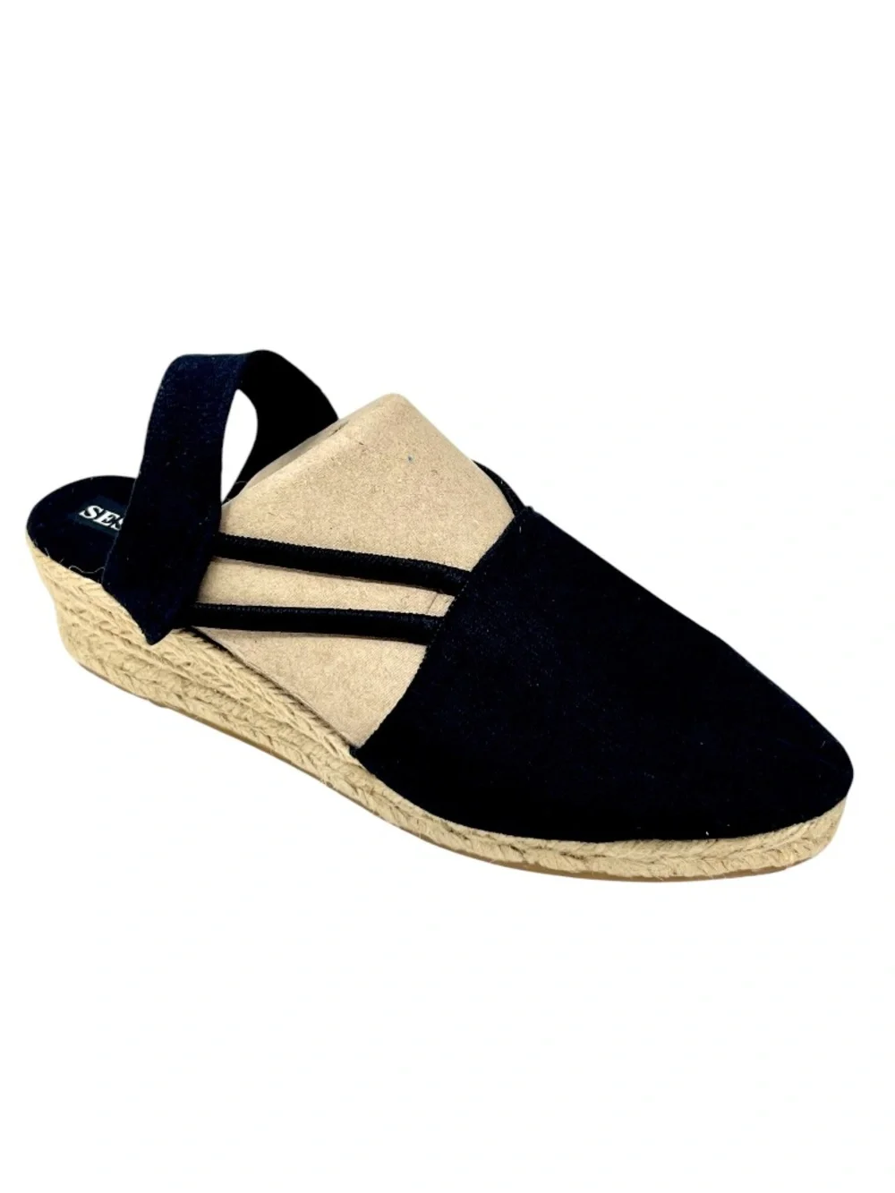 Women's Sesto Black Espadrille Wedge Slip Ons size 9